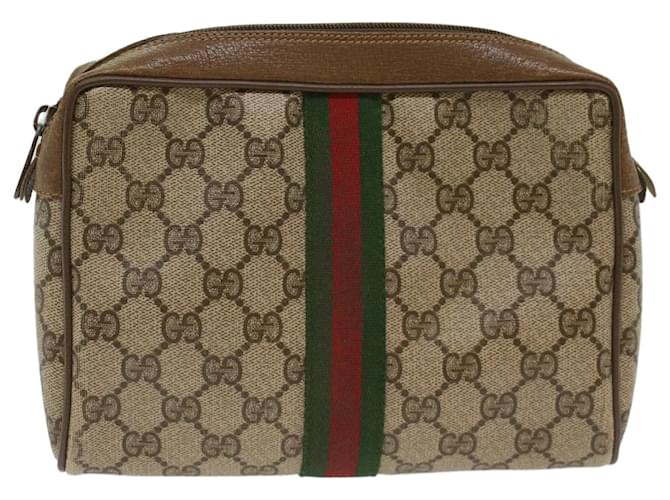 GUCCI GG Canvas Web Sherry Line Clutch Bag Beige Red 8901012 Auth ep1243  ref.1023687