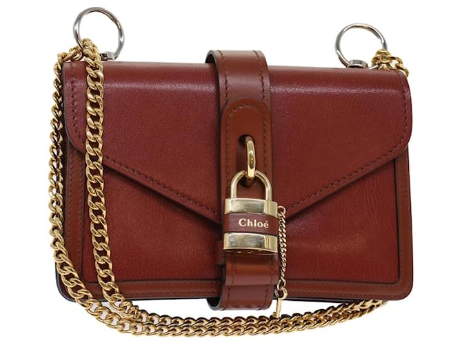 Chloé Chloe Abby Chain Shoulder Bag Leather Brown CHC19WS206 b72 auth 49312a  ref.1023703