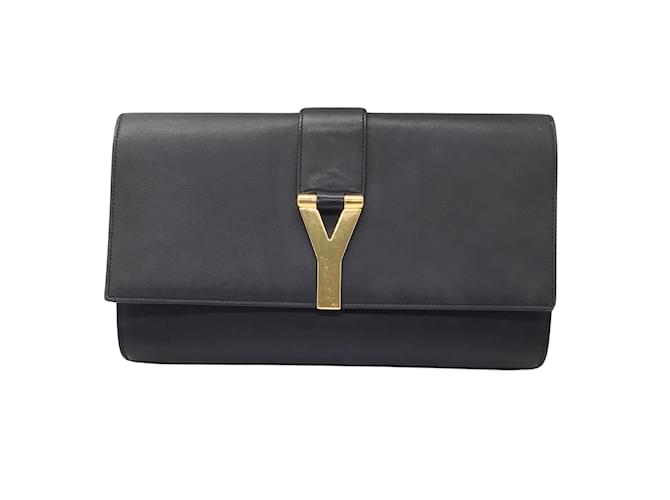 Saint Laurent Pochette Ligne Y en cuir de veau noir  ref.1023766