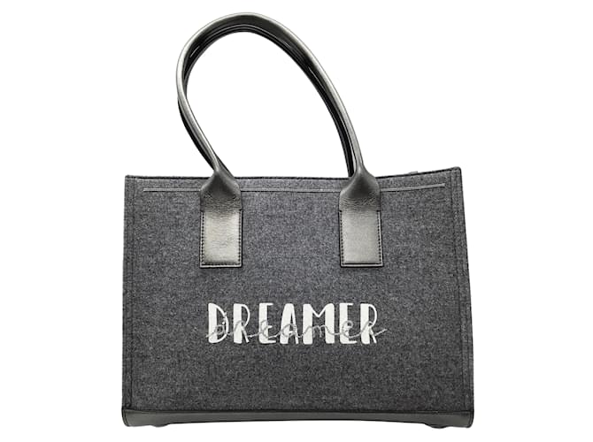 Brunello Cucinelli Dreamer Tote-Handtasche aus Wolle mit grauem Lederbesatz  ref.1023769