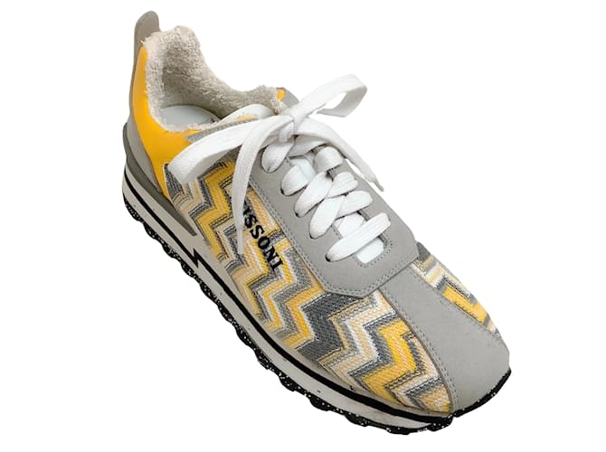 Missoni White / Yellow Running Shoes Cloth  ref.1023784