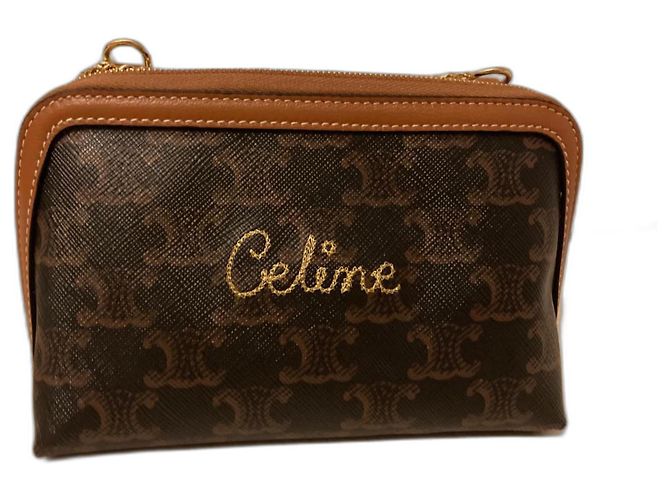 Céline Clutch aus schwarzem Leder