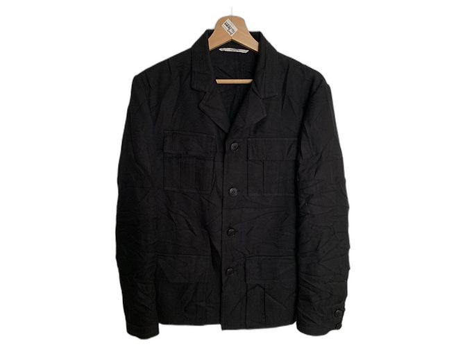 Valentino Jacke Schwarz Technisches Polyester im Safari-Stil