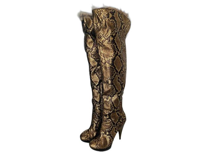 Botas por encima de la rodilla Giuseppe Zanotti / botas de pitón doradas  37 Dorado
