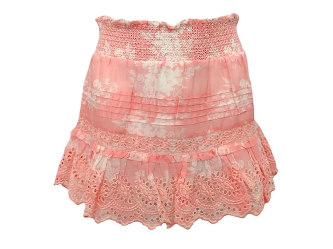 Autre Marque Love Shack Fancy Coral Romance Jimena Skirt Pink Cotton  ref.1024023