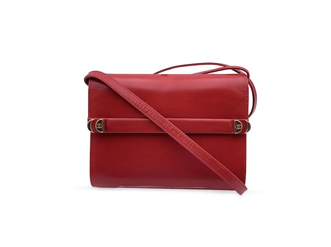 Gucci Vintage Red Leather Convertible Shoulder Bag Clutch  ref.1024092