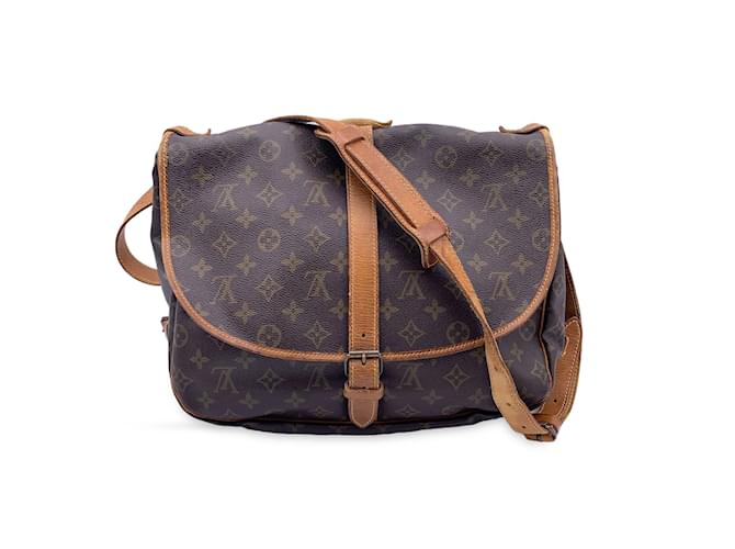Vintage Louis Vuitton Leather Monogram Crossbody Saddle Bag