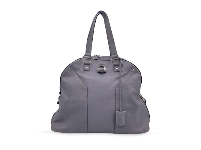 Yves Saint Laurent Grey Leather Large Muse Tote Shoulder Bag  ref.1024105