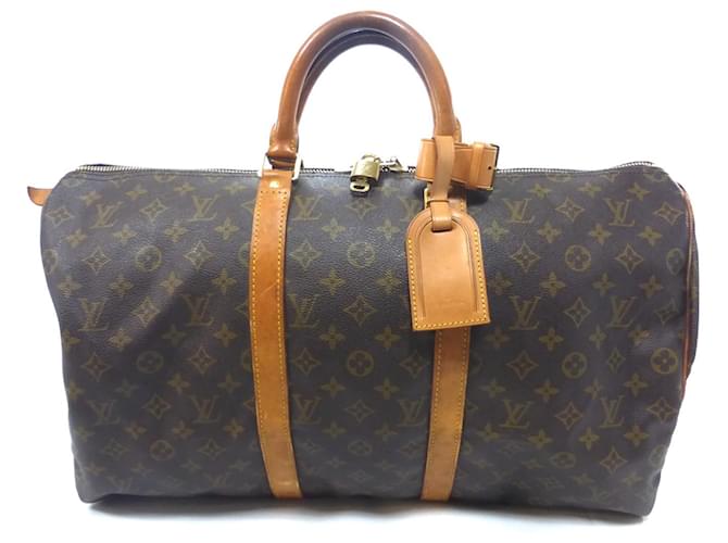 Louis Vuitton keepall 50 Monogram-VI882 Brown Leather  ref.1024151