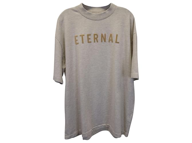 Fear of God Eternal Kurzarm-T-Shirt mit Rundhalsausschnitt aus cremefarbener Baumwolle Weiß Roh  ref.1024465