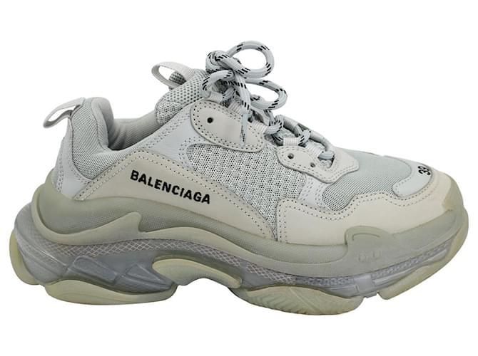Balenciaga Baskets Triple S à Semelle Transparente en Polyester Gris  ref.1024500