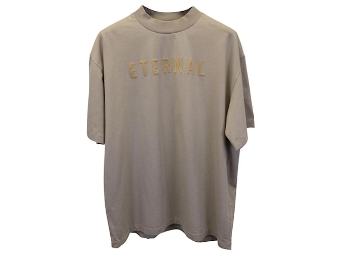 T-shirt à manches courtes et col rond Fear of God Eternal en coton beige  ref.1024504