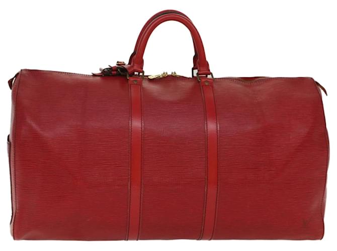 Louis Vuitton Keepall 55 Red Leather  ref.1024596