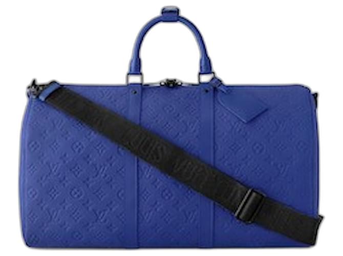 Louis Vuitton Keepall Bandouliere 50 Blau Leder  ref.1024684