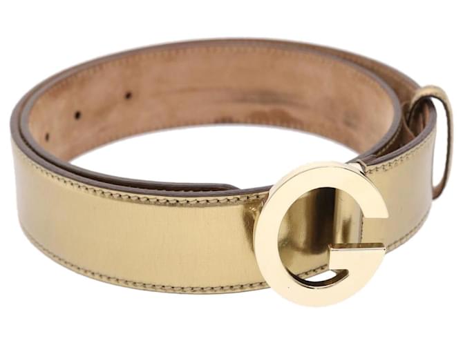GUCCI Belt Leather 29.9""-33.1"" Gold Tone Auth hk796  ref.1024873