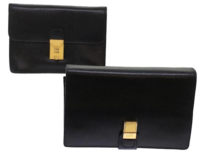 BALLY Clutch Bag Leather 2Set Black Auth bs6963  ref.1024942