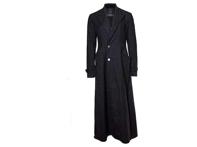 Yohji Yamamoto, Grey maxi trench coat Wool  ref.1025001