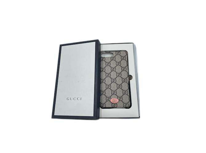 Brown Coated Canvas Gucci GG Marmont Case Cloth  ref.1025013