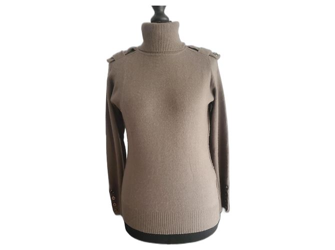 Pull à col roulé Burberry en cachemire gris L