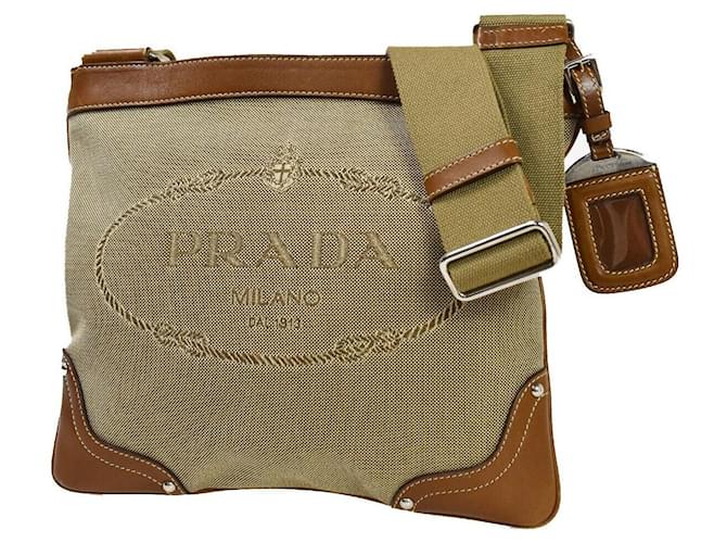 Jacquard mit Prada-Logo Beige Leinwand  ref.1025093