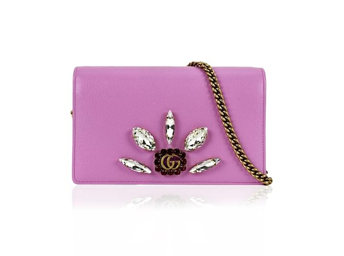 Wallet On Chain - Pink leather mini-bag