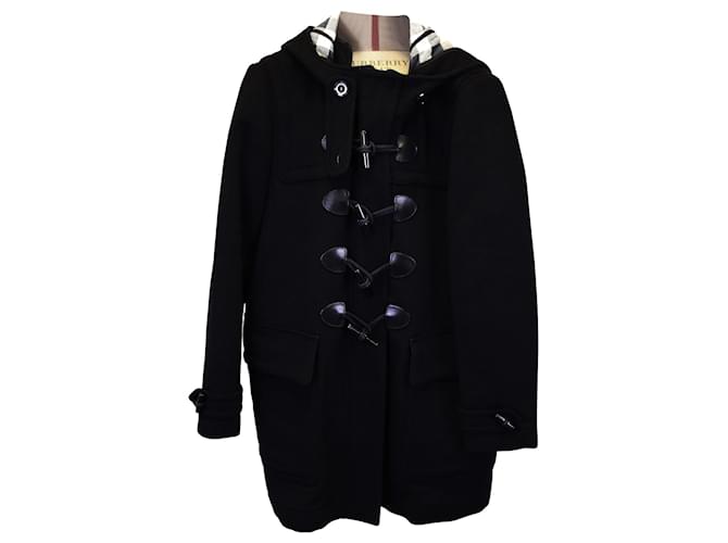 Burberry Brit Toggle Duffle Coat in Black Wool  ref.1025285