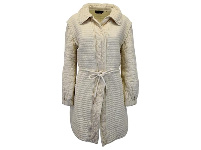 Isabel Marant Boyd Quilted Mid-Length Jacket in Beige Cotton   ref.1025292