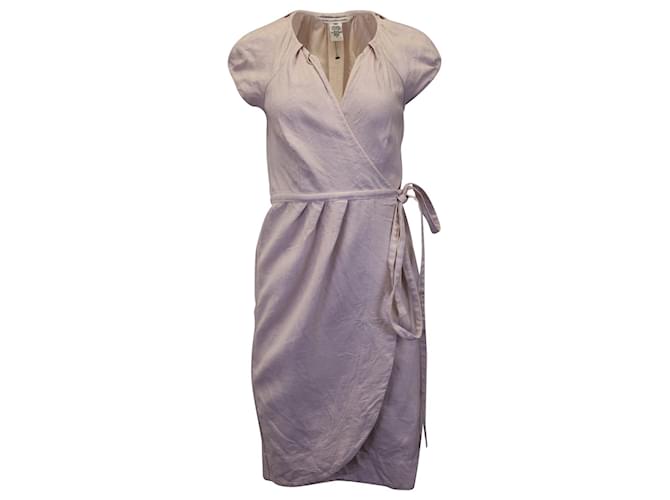 Diane Von Furstenberg Wrap Dress in Pink Linen  ref.1025293