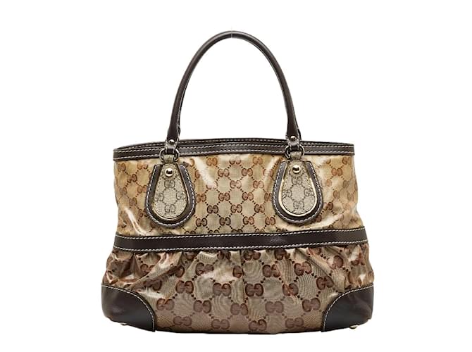 Gucci GG Crystal Handbag 223964 Brown Cloth  ref.1025352