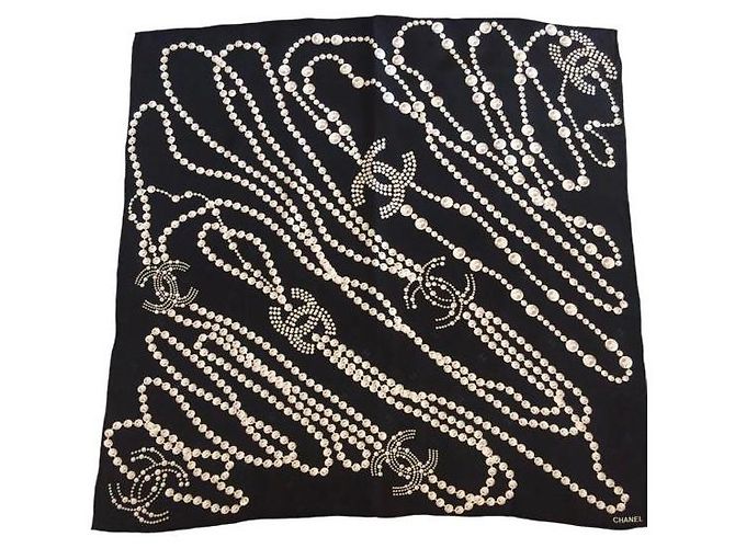 Chanel sciarpe Nero Seta