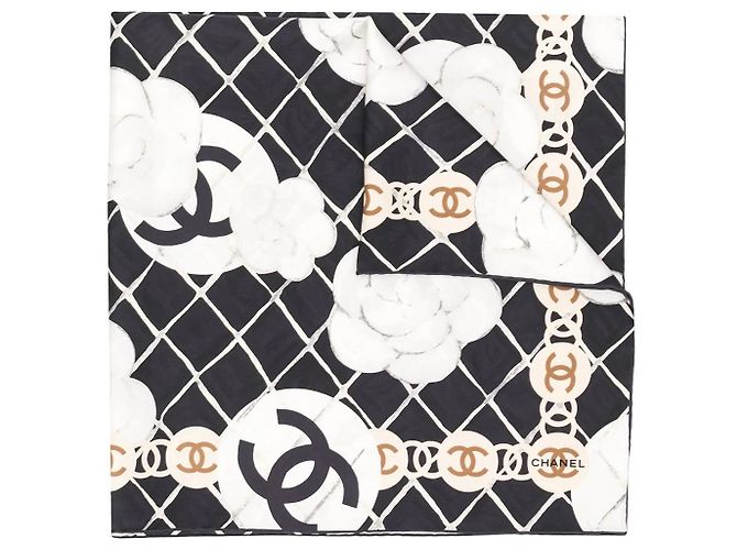 Chanel sciarpe Nero Seta