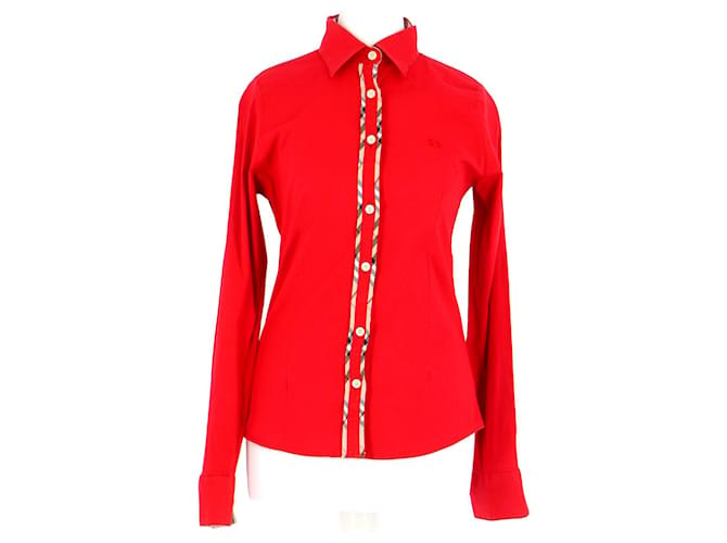 Burberry Camisa Roja Algodón  ref.1025576