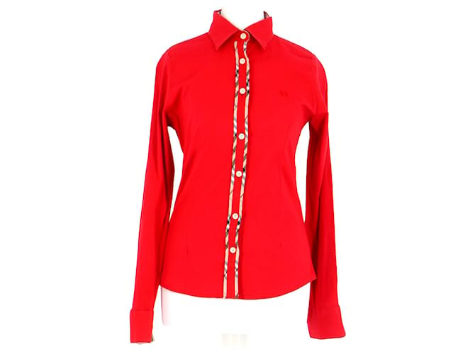 Burberry Camicia Rosso Cotone  ref.1025576