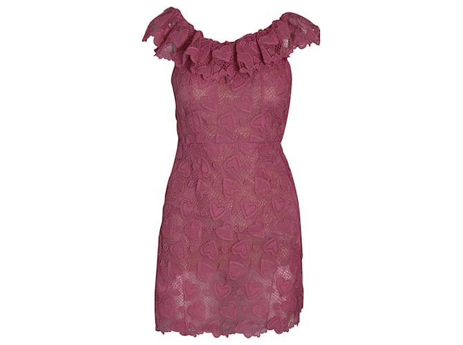 Miu Miu Heart-Macramé Lace Mini Dress in Pink Cotton  ref.1025601