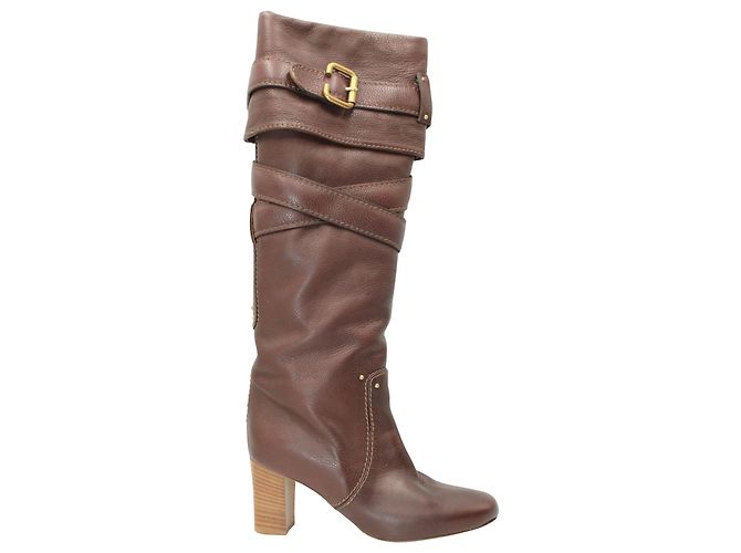 Chloé Botas Chloe Paddington em couro marrom