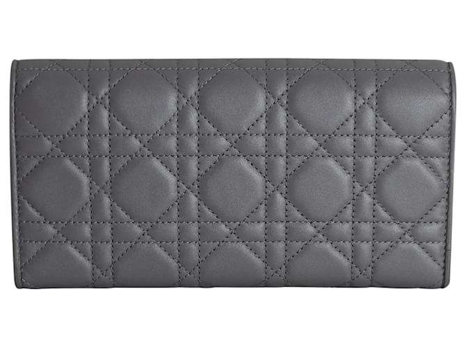 Dior Lady Dior Croisiere Chain Wallet in Grey Lambskin Leather  ref.1025616