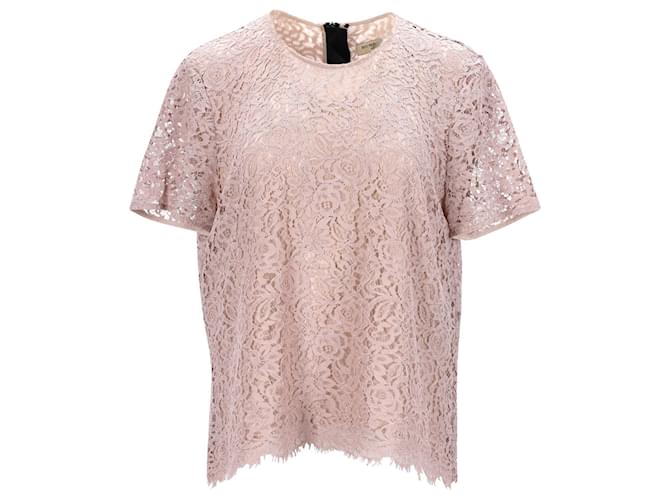 Burberry Lace Top in Pastel Pink Cotton  ref.1025627