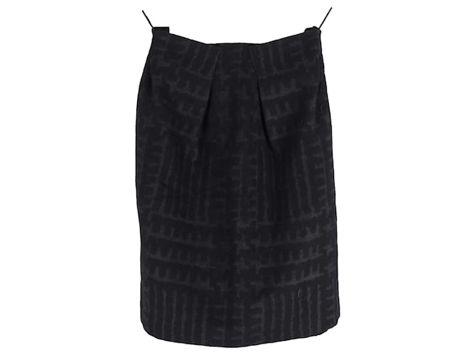 Roland Mouret Printed Skirt in Black Wool  Cotton  ref.1025631