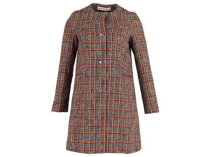 Marni Plaid Coat in Multicolor Cotton Multiple colors