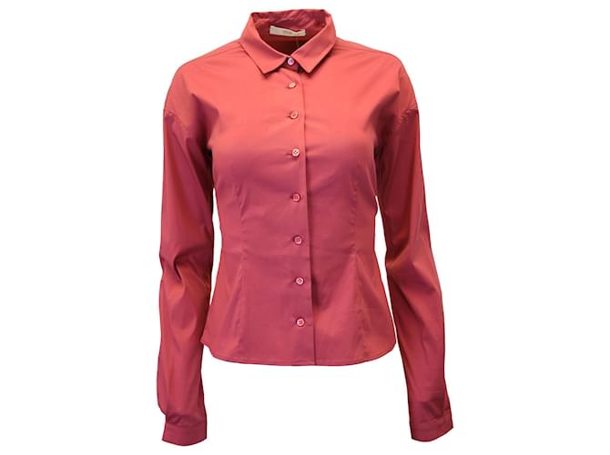 Prada Button-Down-Hemd aus roter Baumwolle Polyester  ref.1025673