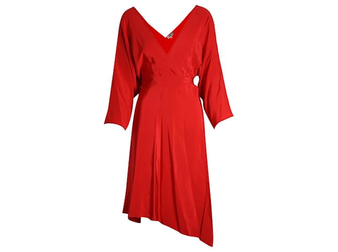 Diane Von Furstenberg Asymmetrical Dress In Red Silk  ref.1025691