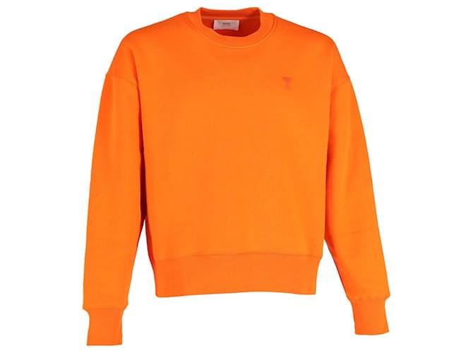 AMI Paris Tonal Ami de Coeur Sweatshirt in Orange Cotton  ref.1025692