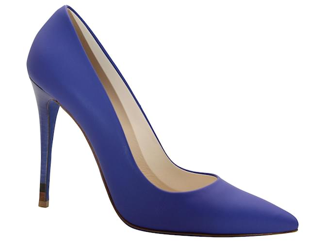 Fendi Pointed Toe Pumps in Blue Leather   ref.1025705