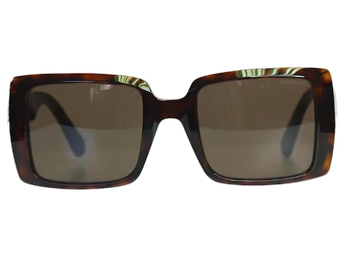 Moncler Óculos de sol marrom tartaruga com armação quadrada  ref.1025729