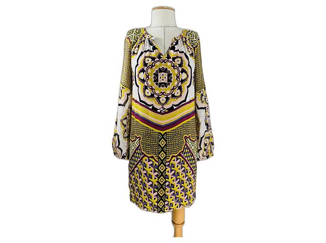 Vestido de seda Hale Bob M Multicor
