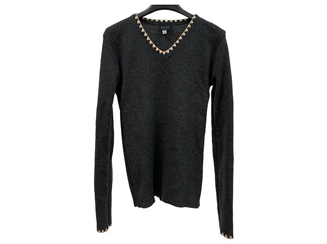 D&G Strickpullover in Dunkelgrau aus Wolle Anthrazitgrau 