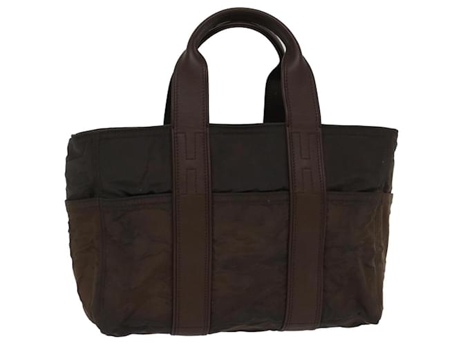 Hermès HERMES Akapu Luco Hand Bag Nylon Brown Auth bs7134  ref.1025832