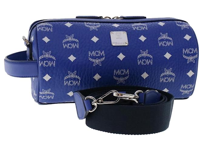 MCM Vicetos Logogram Shoulder Bag PVC Leather Blue Auth 49441  ref.1025845