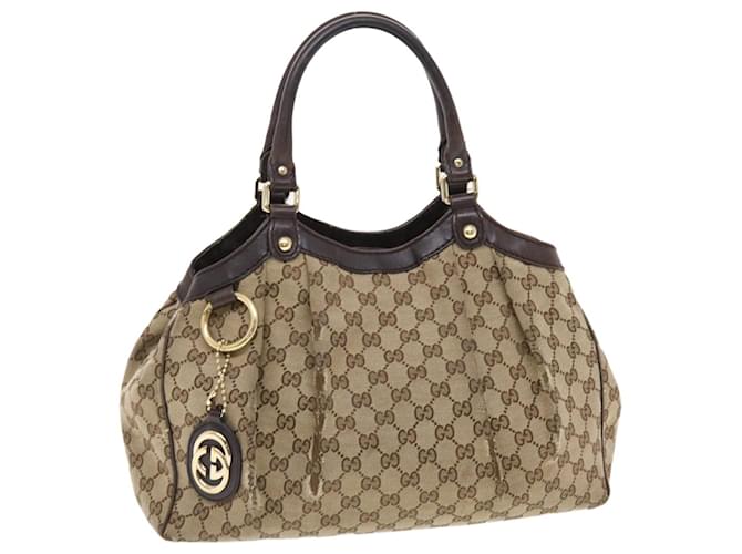 GUCCI GG Canvas Hand Bag Leather Beige 211944 auth 49822  ref.1025847