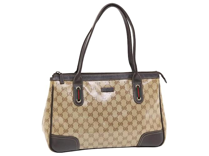 GUCCI GG Crystal Canvas Web Sherry Line Shoulder Bag Beige 293599 Auth hk775 Red Green Cloth  ref.1025871